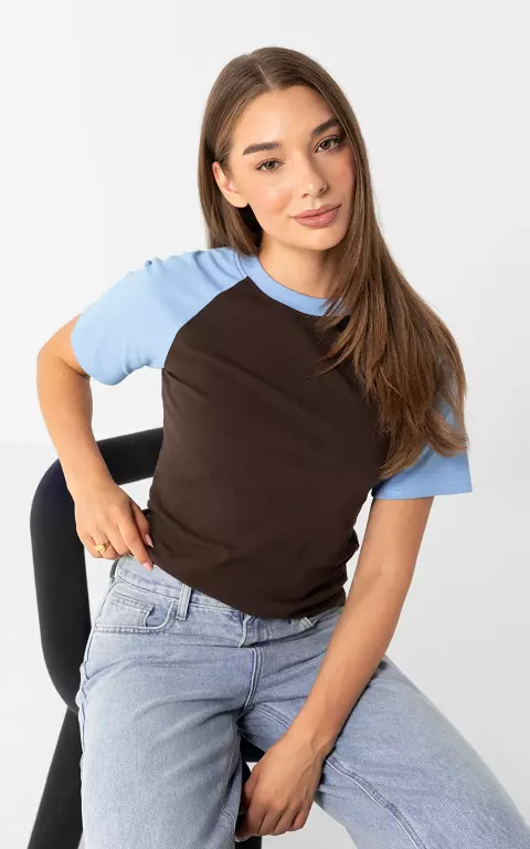 Stretch Shirt dunkelbraun blau