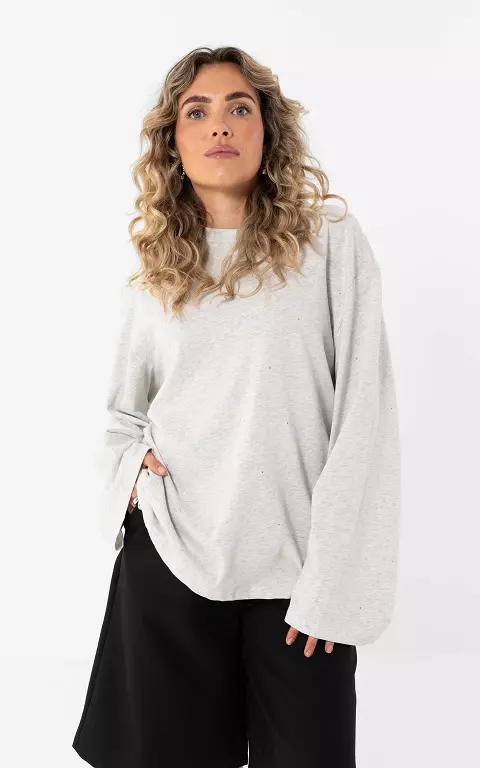Strass longsleeve lichtgrijs