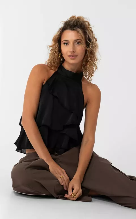 Layered halter top black