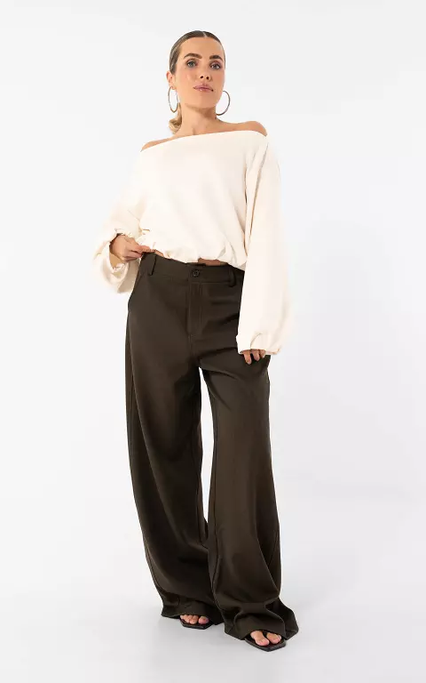 Wide leg Pantalon dunkelbraun