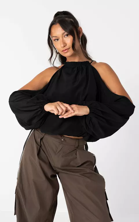 Neckholder-Bluse schwarz