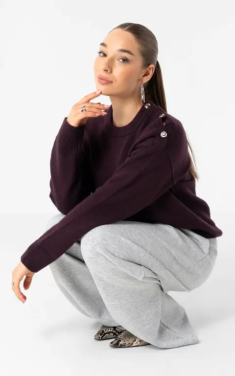 Pullover mit Knöpfen bordeaux