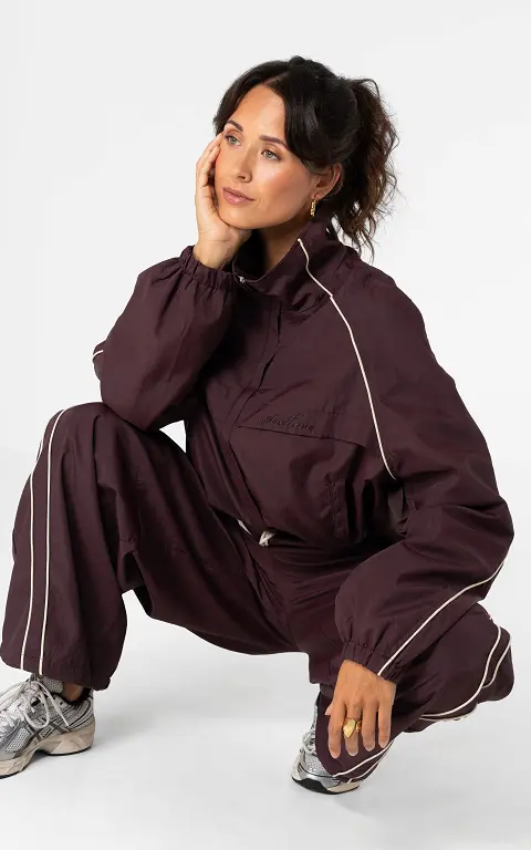 Tracksuit jacket aubergine cream