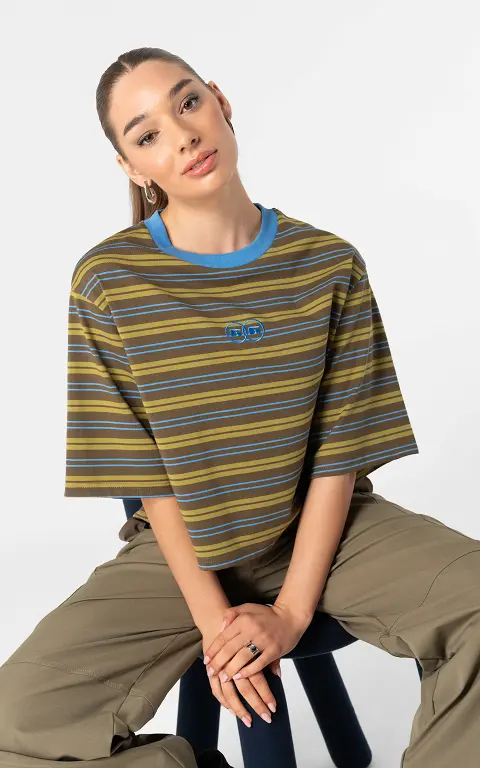Striped shirt blue green
