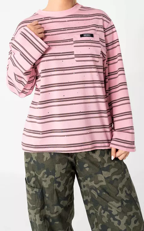 Langarmshirt mit Streifen hellrosa
