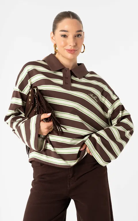 Striped longsleeve dark brown cream