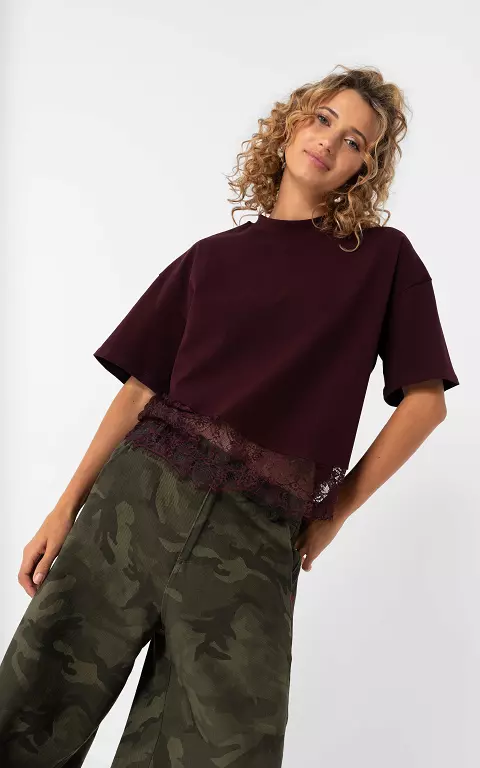 Shirt with lace bordeaux