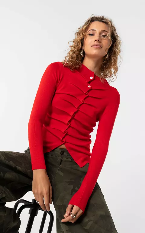 Cardigan with pleats red