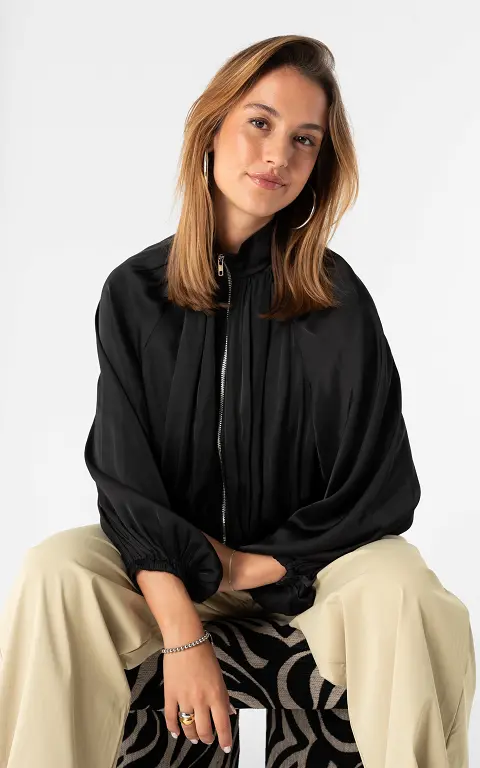 Bluse mit Reißverschluss schwarz