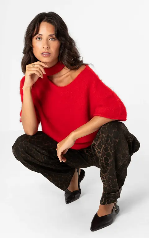 Pullover mit offenem Ausschnitt rot