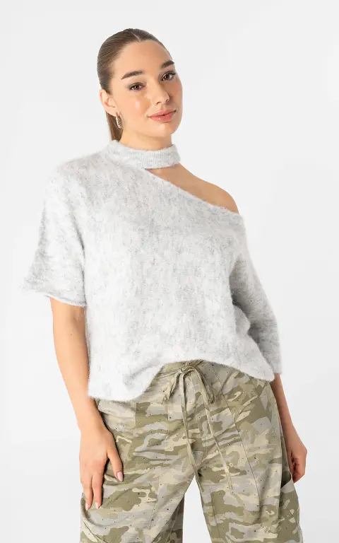 Pullover mit offenem Ausschnitt hellgrau