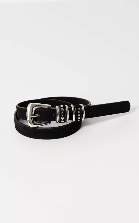 Suède riem zwart zilver
