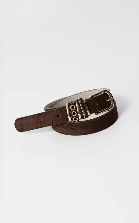 Suède look riem bruin goud