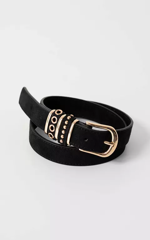 Suede-look belt black gold