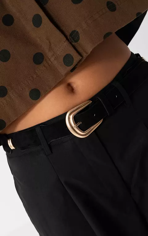 Suede-look belt black gold