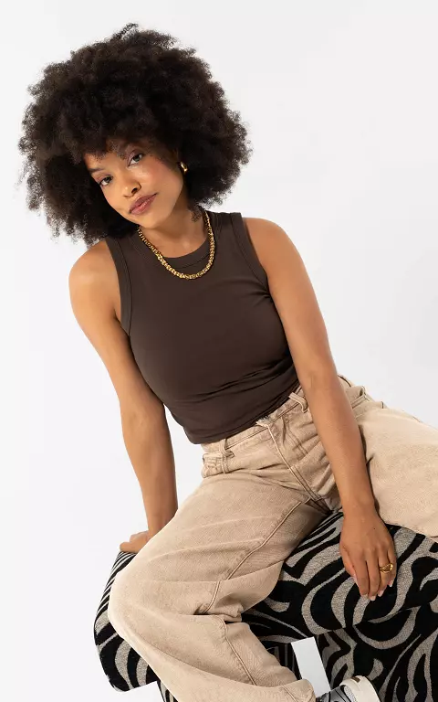 Stretchy tank top dark brown