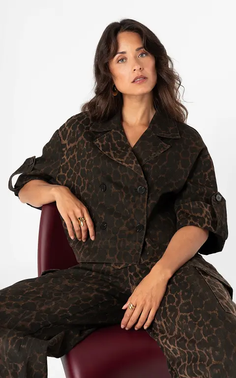 Jeansjacke mit Leopardprint leopard