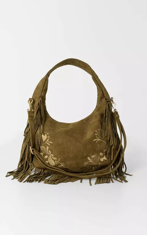 Little bag with fringes kaki