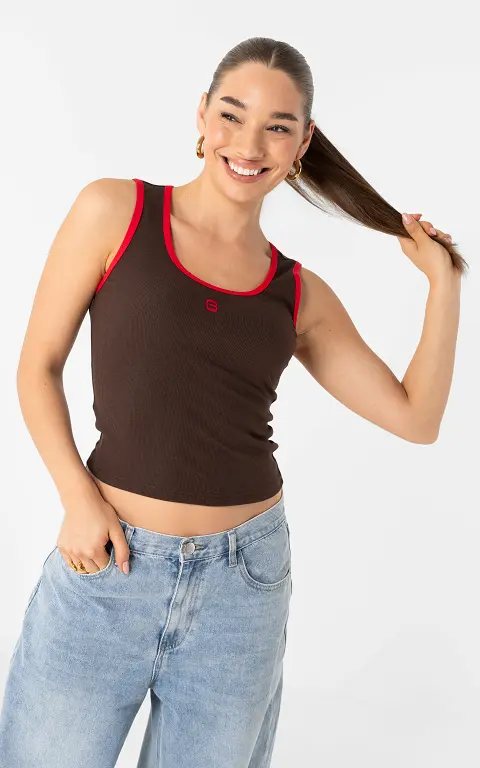 Basic Tanktop dunkelbraun rot