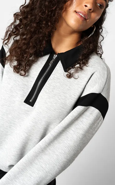 Quarter-Zip Pullover grau schwarz