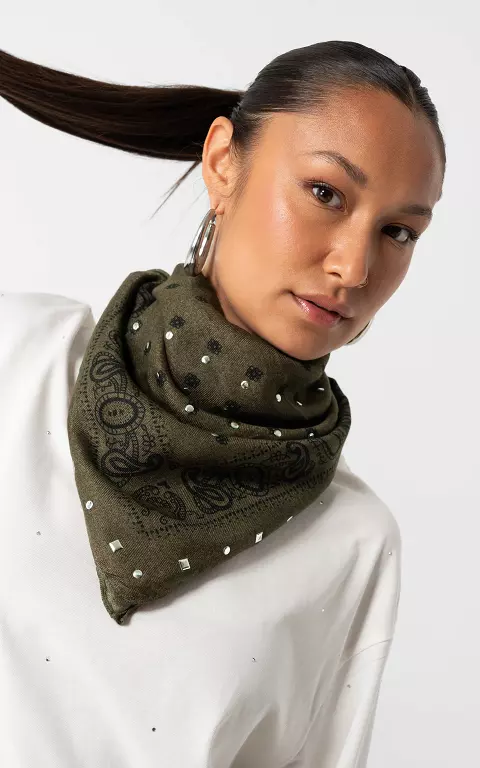 Shawl with studs dark green silver