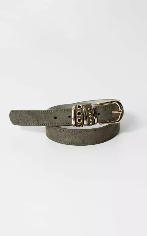 Suède look riem kaki goud