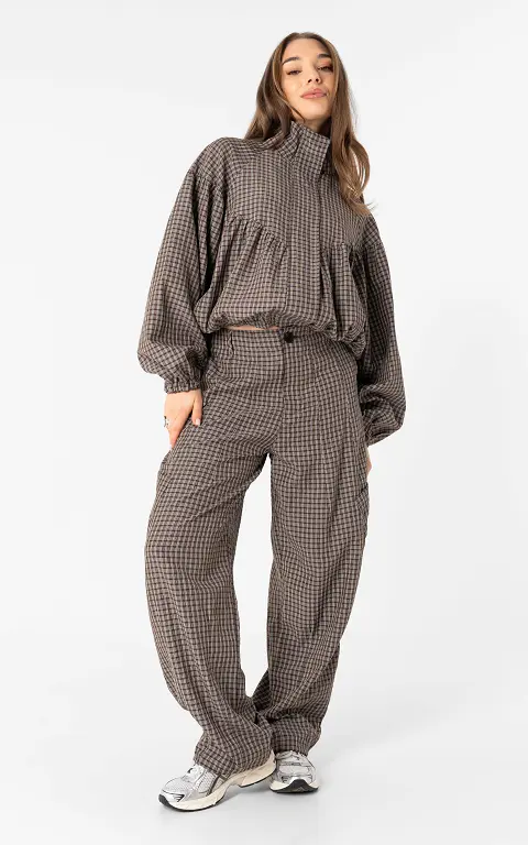 Checked trousers brown white
