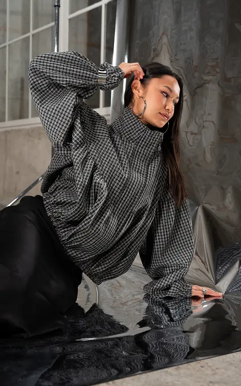 Jacke mit Karomuster schwarz silber