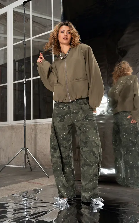 Camo-Barrelhose mit Strass camouflage kaki