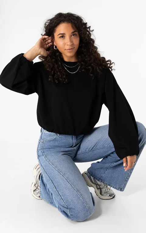 Balloon sleeve jumper black