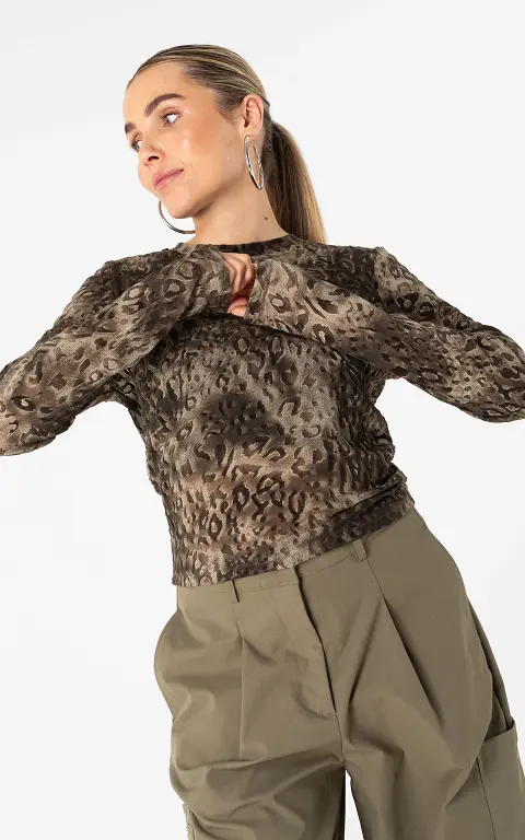 Mesh top with print brown kaki