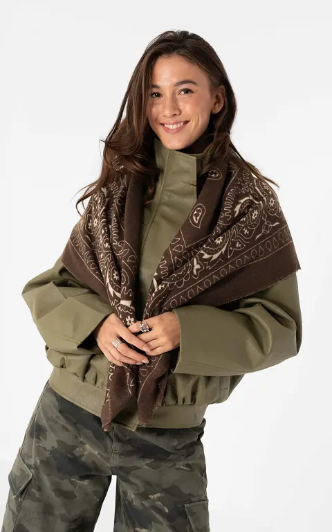 Großer Paisley-Schal dunkelbraun creme