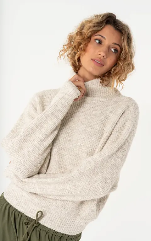 Sweater with high neck beige