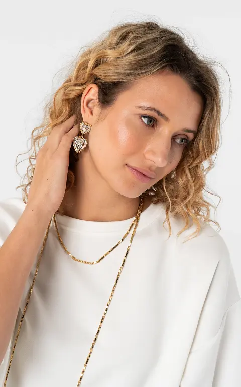 Rhinestone earrings gold