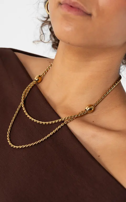 Twisted ball necklace gold