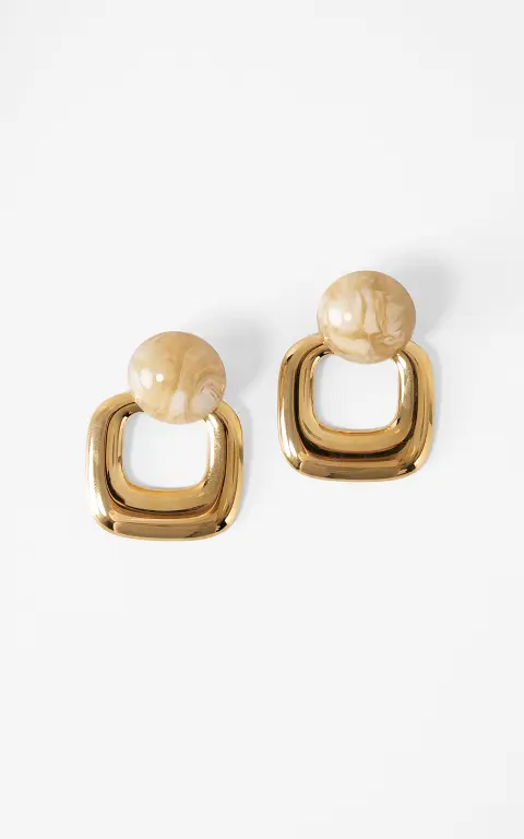 Marbled drop earrings beige gold