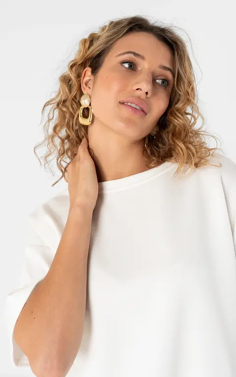 Marbled drop earrings beige gold