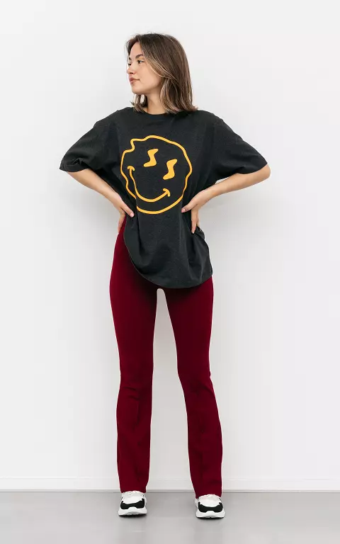 High-waist, flared trousers bordeaux