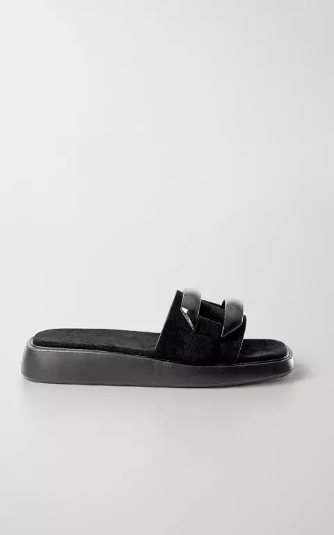 Slippers with clasp black
