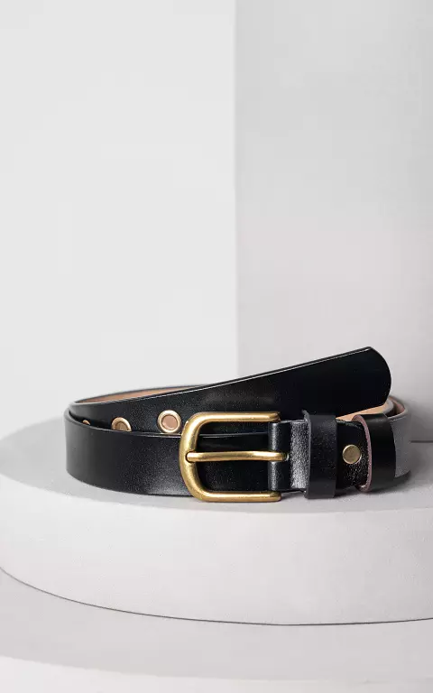 Leren riem met gesp zwart goud
