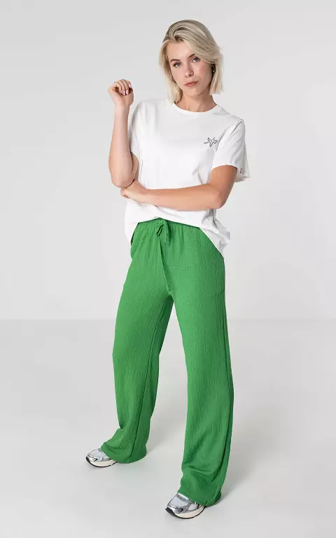 Wide leg trousers with tie green