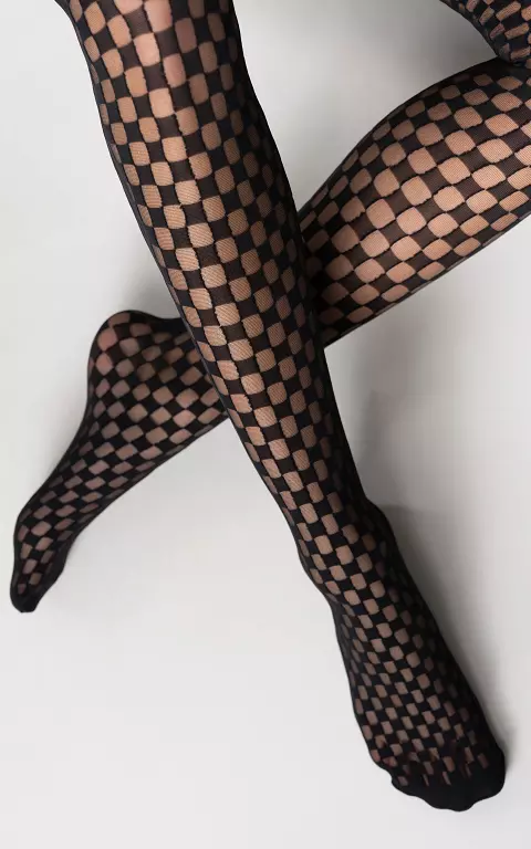 Strumpfhose mit Rauten-Motiv schwarz