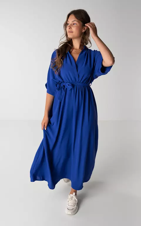 Maxi dress with short sleeves cobalt blue