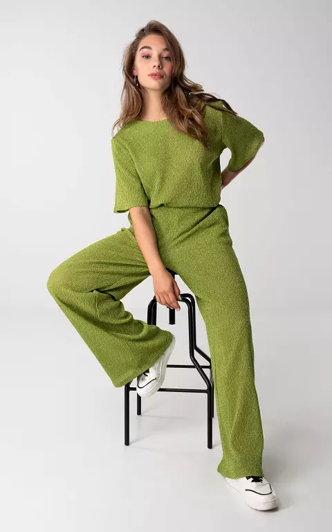 Straight fit trousers with glitter light green