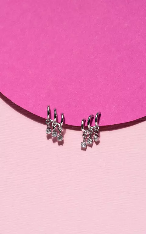 Ohrringe mit Steinchen silber
