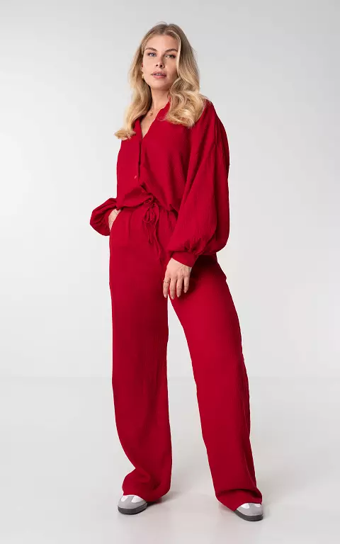 Wide Leg Hose mit Bindeschleife rot