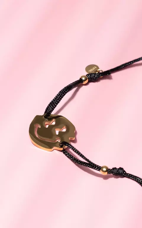 Bracelet réglable à smiley noir or