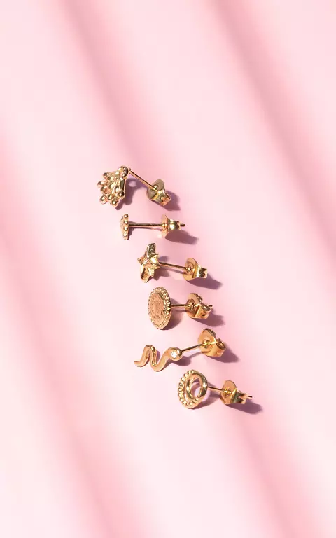 Set of six earrings gold