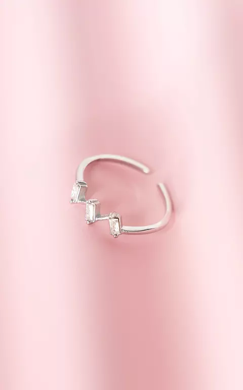 Verstelbare ring met steentjes zilver