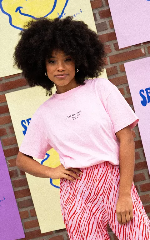 Shirt mit Text pink schwarz